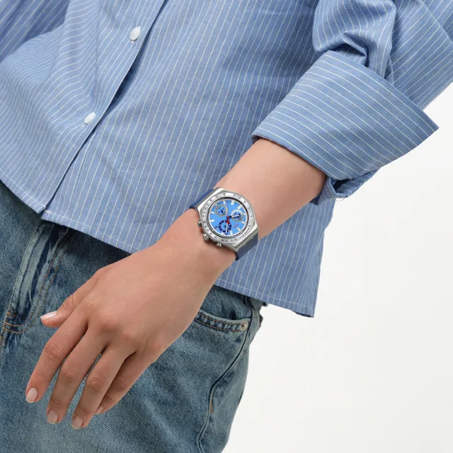 【SWATCH】SKY REFLECTIVE 金屬手錶/男錶/女錶/瑞士製造 YVS541 (43mm)