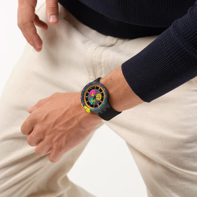 【SWATCH】NEON SEPPIA 大錶面手錶/男錶/女錶/瑞士製造 SB02B104(47mm)
