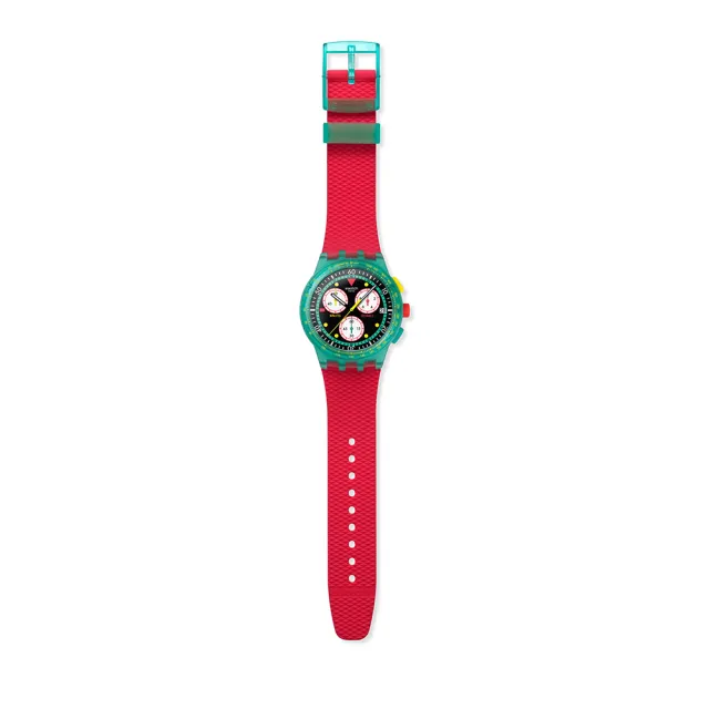 【SWATCH】NEON EMERALD CHRONO 經典手錶/男錶/女錶/瑞士製造 SUSG409(42mm)