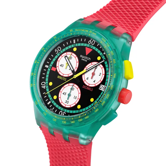 【SWATCH】NEON EMERALD CHRONO 經典手錶/男錶/女錶/瑞士製造 SUSG409(42mm)