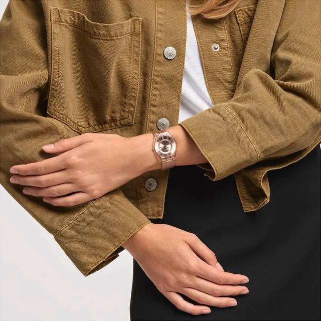 【SWATCH】HELLO DARLING 超薄金屬手錶/男錶/女錶/瑞士製造 SS08K104M(34mm)