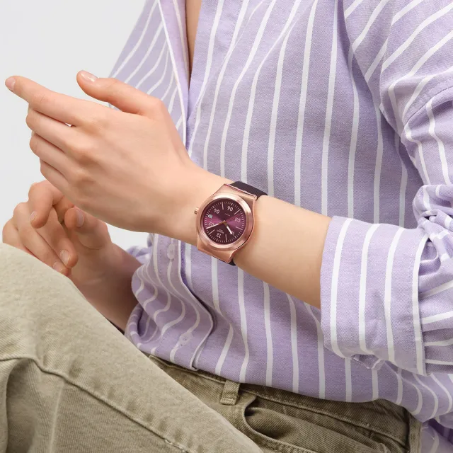 【SWATCH】BURGUNDY STORY 金屬機械手錶/男錶/女錶/瑞士製造 YIG401(42mm)