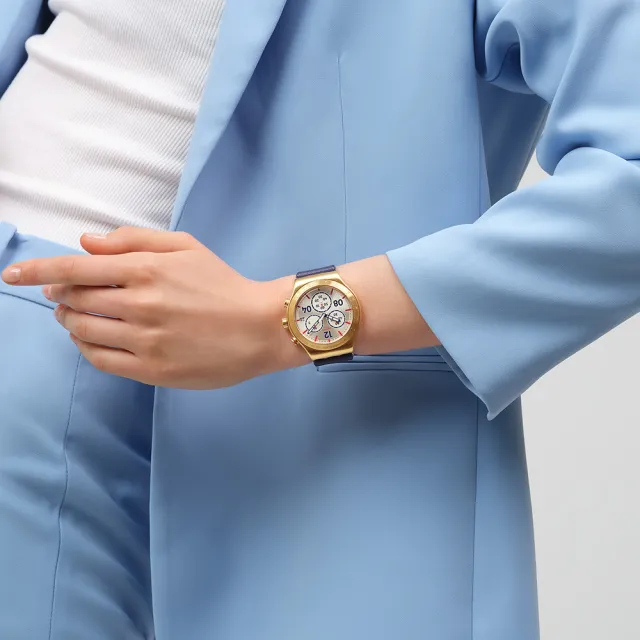【SWATCH】CAPTAIN`S DREAM 金屬手錶/男錶/女錶/瑞士製造 YVG419 (43mm)