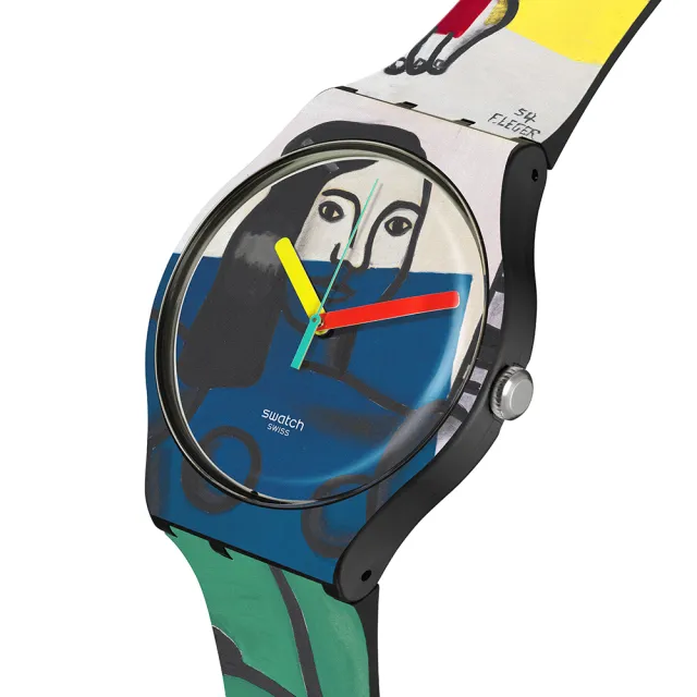 【SWATCH】LEGERS TWO WOMEN HOLDING FLOWERS 泰德美術館聯名/男錶/女錶/瑞士製造 SUOZ363 (41mm)