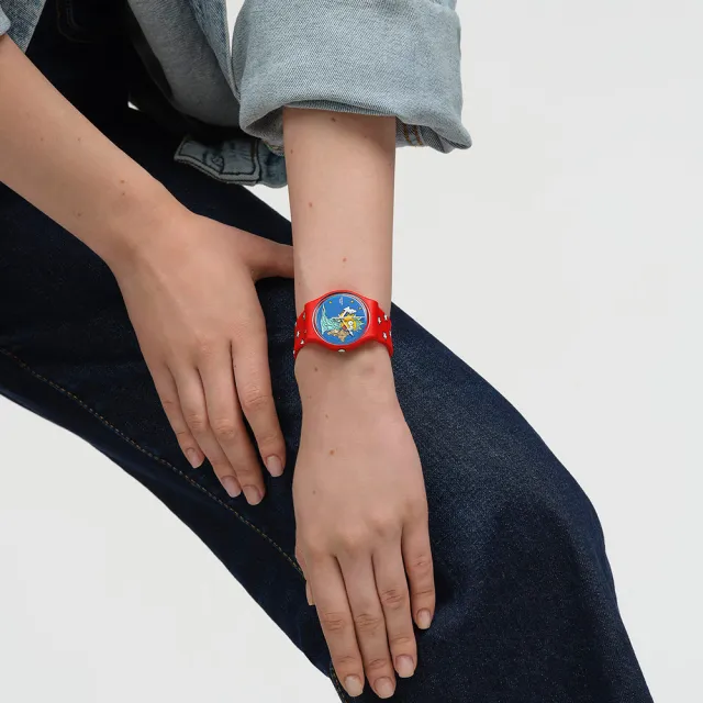 【SWATCH】LITTLE LADY LIBERTY 辛普森家庭/經典手錶/男錶/女錶/瑞士製造 SO28Z120(34mm)