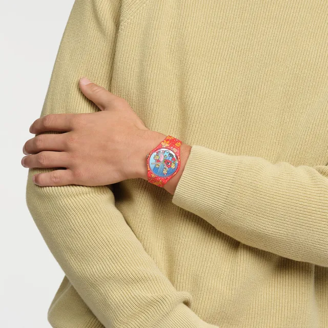 【SWATCH】WONDROUS WINTER WONDERLAND 辛普森家庭/經典手錶/男錶/女錶/瑞士製造 SUOZ361(41mm)