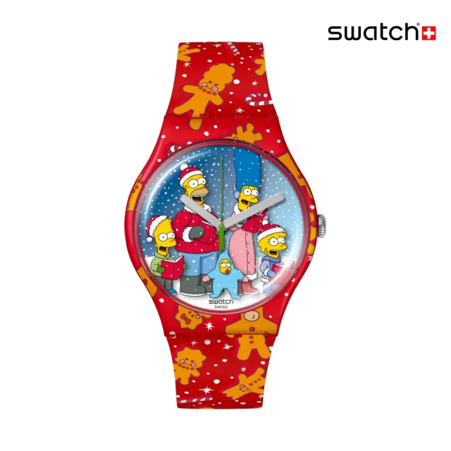 【SWATCH】WONDROUS WINTER WONDERLAND 辛普森家庭/經典手錶/男錶/女錶/瑞士製造 SUOZ361(41mm)