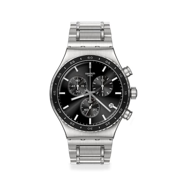【SWATCH】IRONY AT NIGHT 金屬運動手錶/男錶/女錶/瑞士製造 YVS495G(43mm)