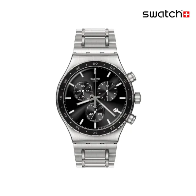 【SWATCH】IRONY AT NIGHT 金屬運動手錶/男錶/女錶/瑞士製造 YVS495G(43mm)