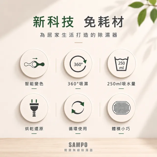 【SAMPO 聲寶】無線綠能除濕器/迷你除濕機(DN-Z21251L)