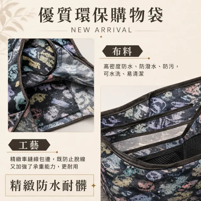 【FIFIOO 杏屋家居】超質感厚實環保摺疊購物袋(大款/58x40x18公分)