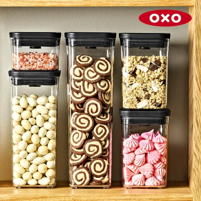 【OXO】POP 大正方按壓保鮮盒-4.2L (經典霧黑)
