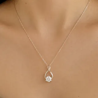 【CReAM】Nicole 925純銀無限符號三爪一克拉莫桑鑽石鑽飾亮鑽銀色女項鍊 項鏈
