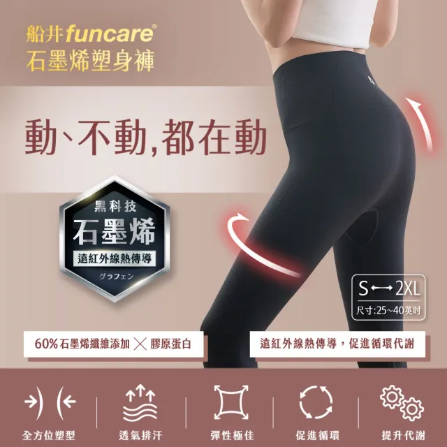 【funcare 船井生醫】石墨烯膠原蛋白添加機能塑身褲1入_循環代謝X抑菌消臭