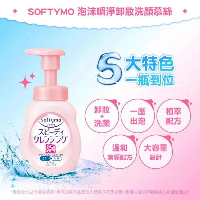 【KOSE SOFTYMO 絲芙蒂】泡沫瞬淨卸粧洗顏慕絲 200ml(卸妝慕斯/洗卸合一/臉部清潔)