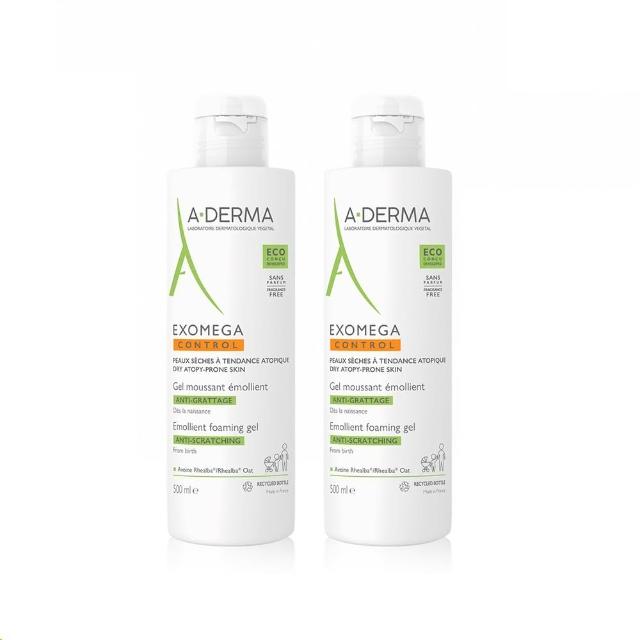 【A-DERMA 艾芙美】官方直營 益護佳沐浴凝膠500ml_2入組(無香料/舒緩乾癢/嬰幼沐浴)