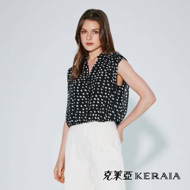 【KERAIA 克萊亞】魅力價-法式摩登波點襯衫式雪紡上衣