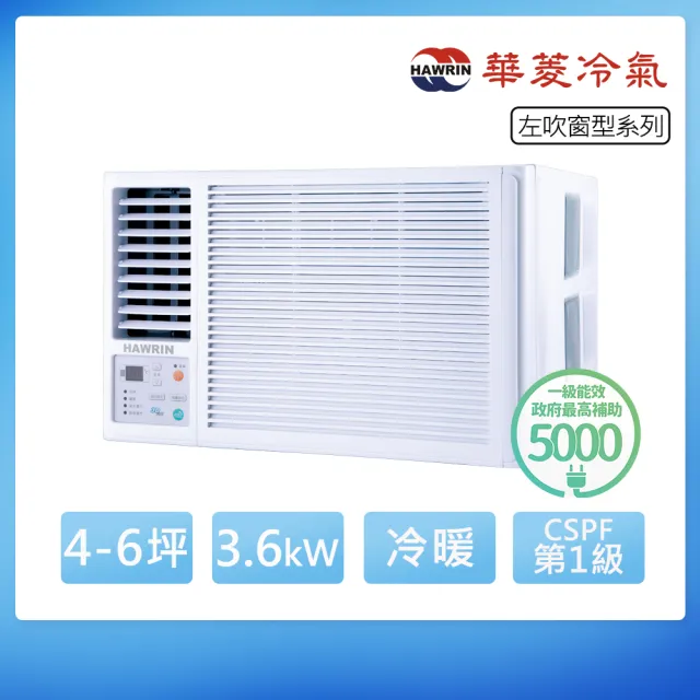 【華菱】R32一級變頻冷暖4-6坪左吹式窗型冷氣(RNL-36IHU)