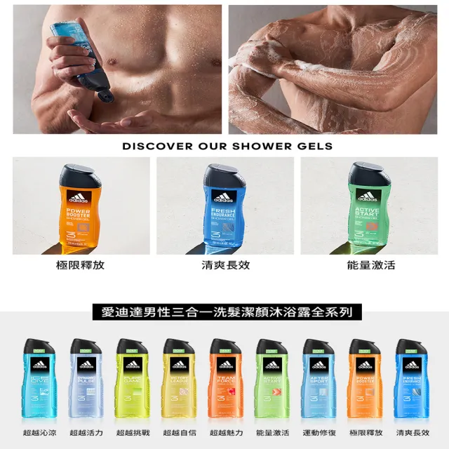【adidas 愛迪達】三合一潔顏洗髮沐浴露-運動修復(400ml)
