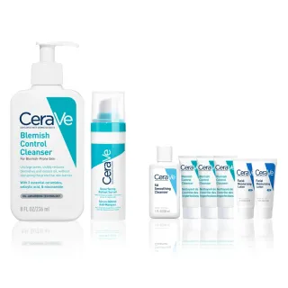 【CeraVe 適樂膚】痘痘清潔組★A醇勻亮修護精華 30ml+淨膚白泥抗粉痘潔面露 236ml_B