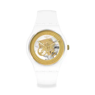 【SWATCH】GOLDEN RINGS WHITE 經典手錶/男錶/女錶/瑞士製造 SO29W107(41mm)