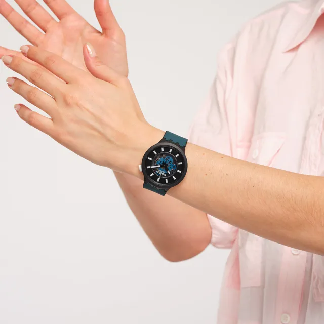【SWATCH】BIOCERAMICNIGHT TRIP 大錶面手錶/男錶/女錶/瑞士製造 SB03B107(47mm)