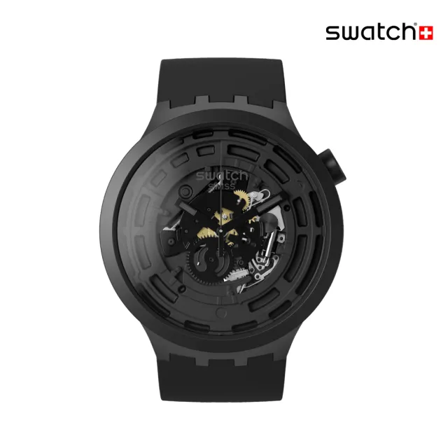 【SWATCH】C-BLACK 大錶面手錶/男錶/女錶/瑞士製造 SB03B100(47mm)