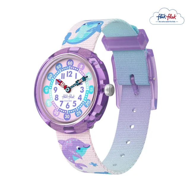 【Flik Flak】兒童手錶 HAPPY DOLPHINS 兒童禮物/安全防水/瑞士製造 FBNP255 (31.85mm)
