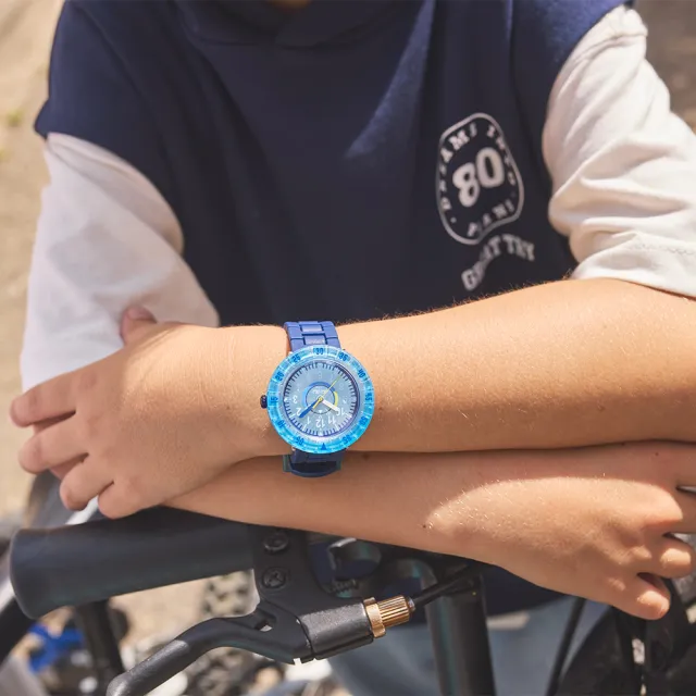 【Flik Flak】BLUEBRICK 兒童手錶 兒童禮物/安全防水/瑞士製造 FCSP133(36.7mm)