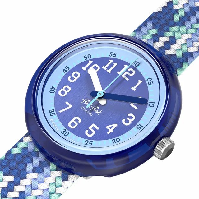 【Flik Flak】兒童手錶 BRAID IN BLUE / TEXTILE STRAP 兒童禮物/安全防水/瑞士製造 FPNP169(31.85mm)