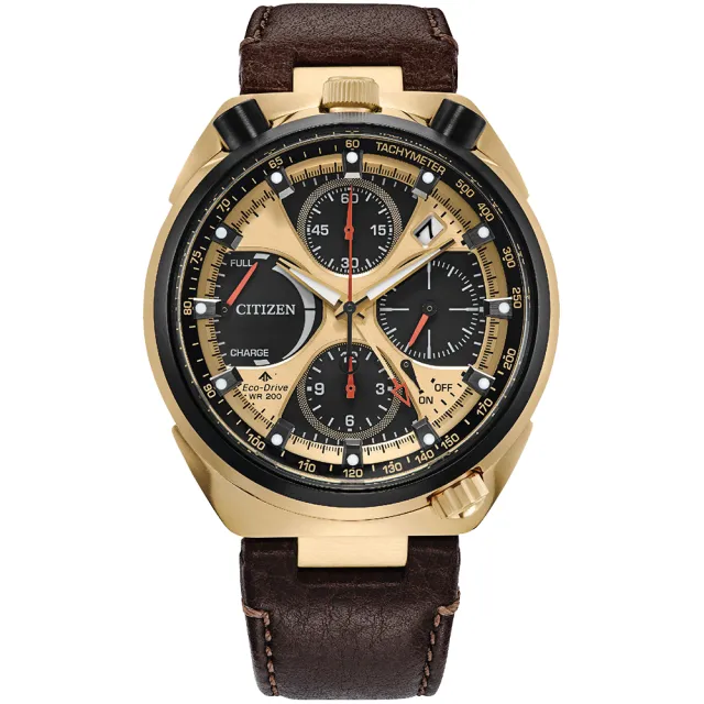 【CITIZEN 星辰】PROMASTER Tsuno Chrono 50週年限定款光動能三眼計時錶-44.5mm 父親節 送禮(AV0072-01X)