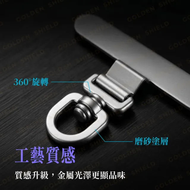 【GOLDEN SHIELD】360度旋轉不鏽鋼掛繩墊片 2入組 不鏽鋼掛繩墊片 超薄金屬手機夾片 掛繩片 手機殼掛繩夾片