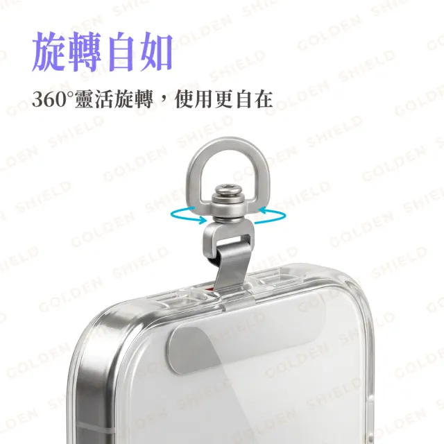 【GOLDEN SHIELD】360度旋轉不鏽鋼掛繩墊片 2入組 不鏽鋼掛繩墊片 超薄金屬手機夾片 掛繩片 手機殼掛繩夾片