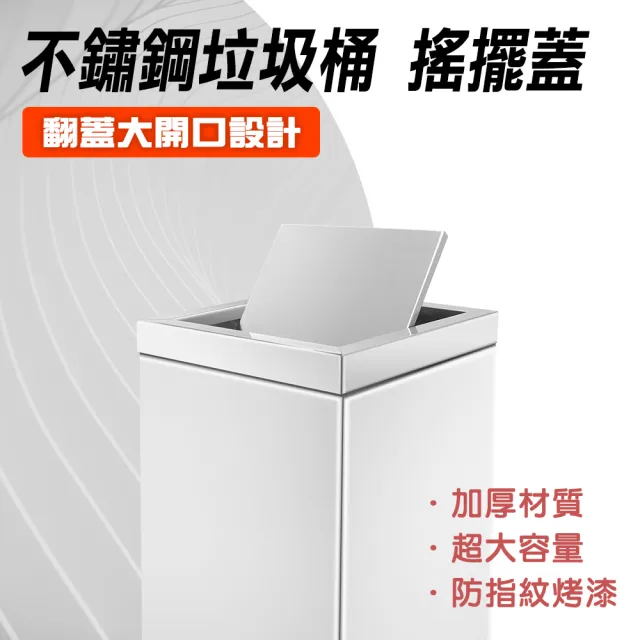 【SMILE】搖擺蓋不鏽鋼垃圾桶 方型垃圾桶 各類垃圾桶 165-STC90S(辦公室分類回收桶 大型垃圾桶)