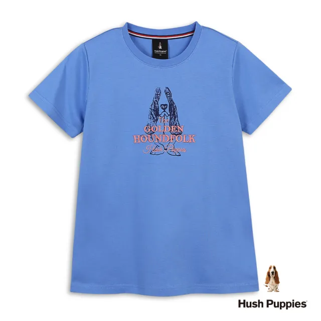 【Hush Puppies】女裝 T恤 經典品牌狗印花T恤 (湛藍 / 63211201)