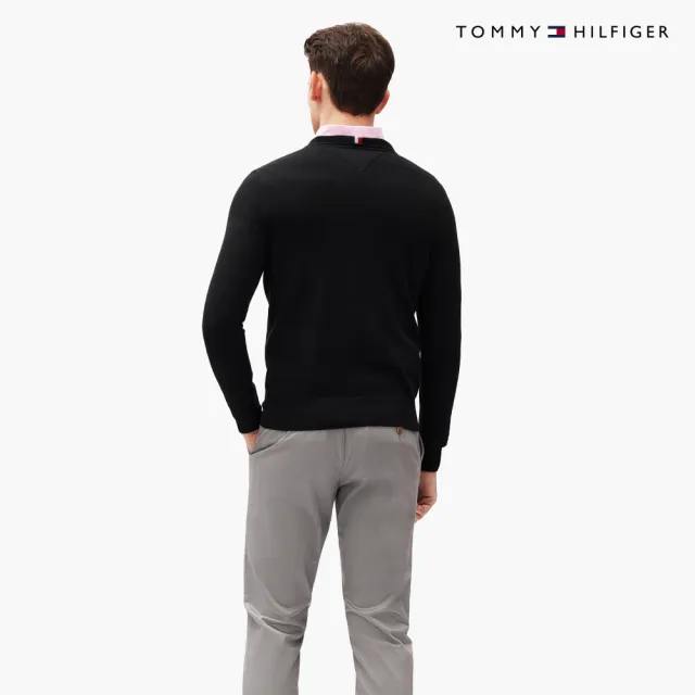 【TOMMY HILFIGER】官方旗艦館V 領棉質毛衣_黑色