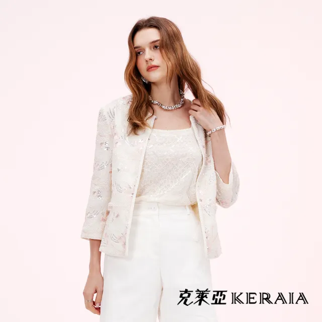 【KERAIA 克萊亞】沁香枝梅蕾絲珠鑽外套