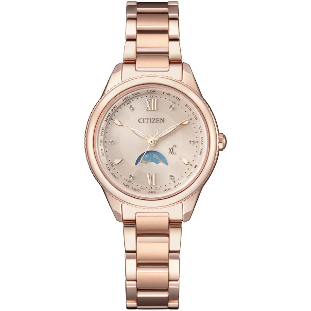 【CITIZEN 星辰】xC 心蕊.台灣限定款 光動能電波鈦金屬女錶-29mm 情人節 送禮(EE1003-68W)