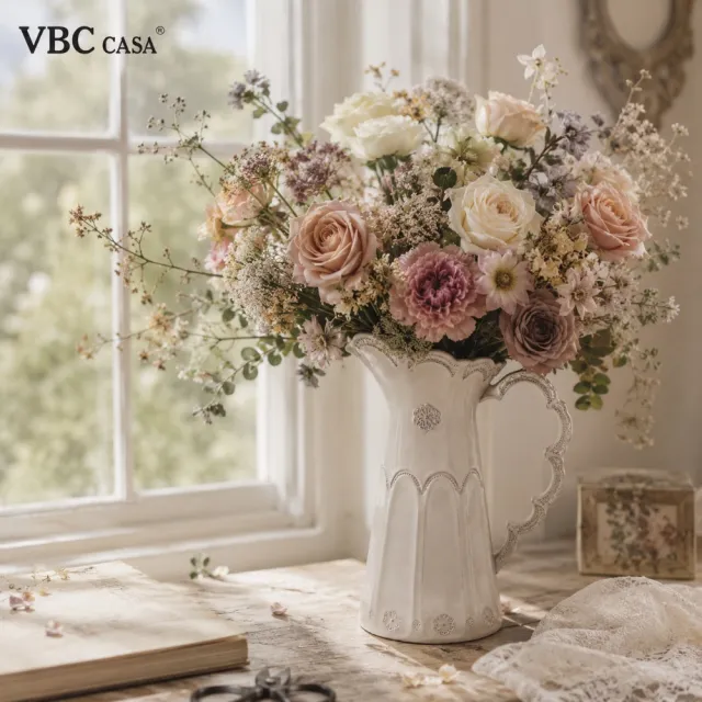 【VBC casa】手工唯美蕾絲系列21x32cm水罐/花瓶-2色可選(義大利手工製)