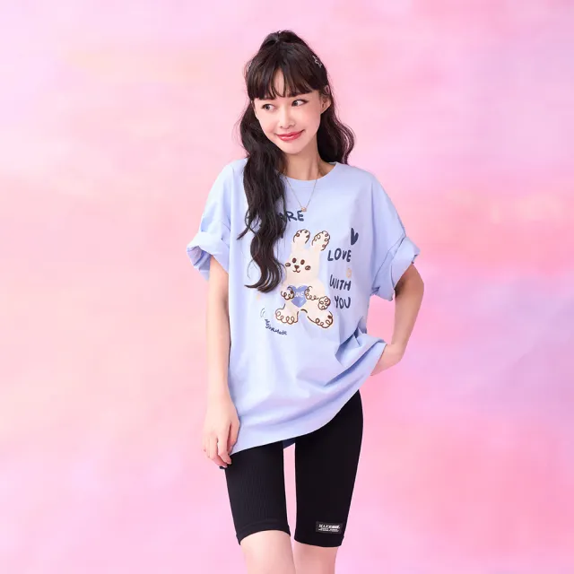 【MAJOR MADE】手繪兔兔印花刺繡T(圖案短T/可愛上衣/短袖)