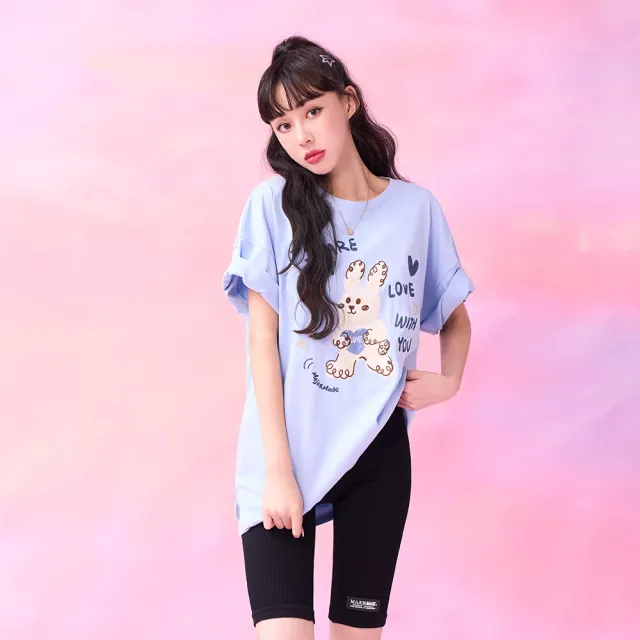 【MAJOR MADE】手繪兔兔印花刺繡T(圖案短T/可愛上衣/短袖)