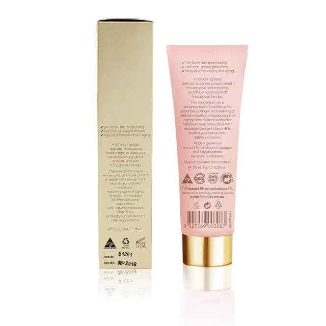 【Cheri】頂級潤澤玫瑰萃取護手霜-4入組 75ml/瓶