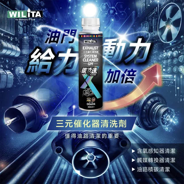 【WILITA 威力特】碳速X 三元催化清洗劑5入組(含氧感知器/觸媒轉換器/積碳清除)2026最新升級版