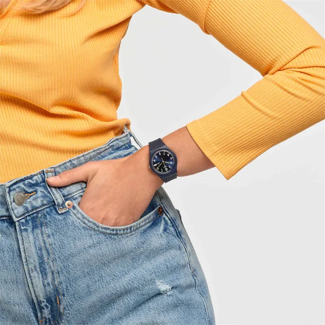 【SWATCH】SIR BLUE 經典手錶/男錶/女錶/瑞士製造 SO28N702(34mm)