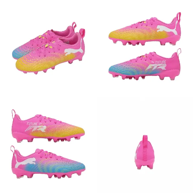 【PUMA】足球釘鞋 Future 9 Play FG/AG Jr 大童 女鞋 粉紅黃 抓地 108723-05