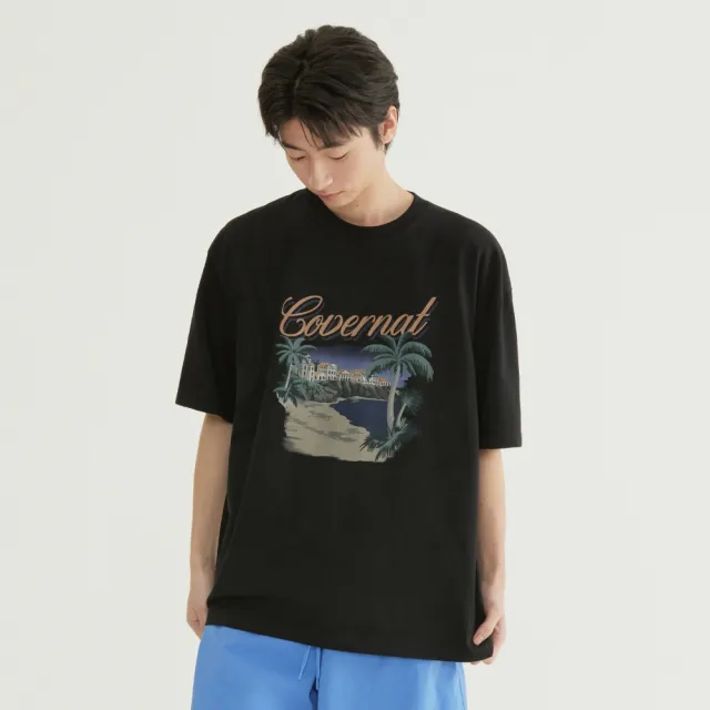 【COVERNAT】熱帶風格圖案涼感短袖T恤(UNI短袖上衣 白/黑色)