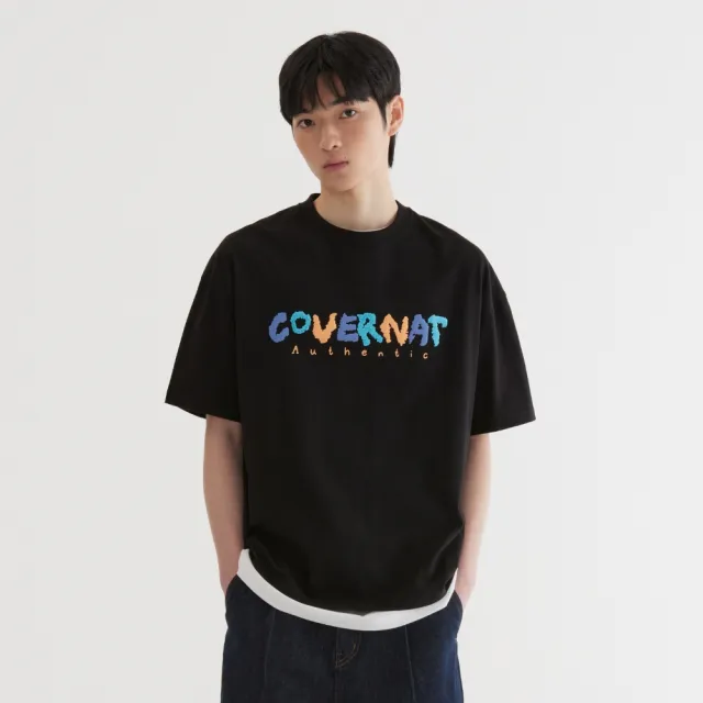【COVERNAT】官方旗艦館 塗鴉Logo圖案短袖T恤(UNI短袖上衣 白/黑色)