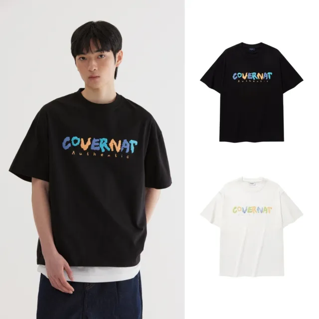 【COVERNAT】官方旗艦館 塗鴉Logo圖案短袖T恤(UNI短袖上衣 白/黑色)