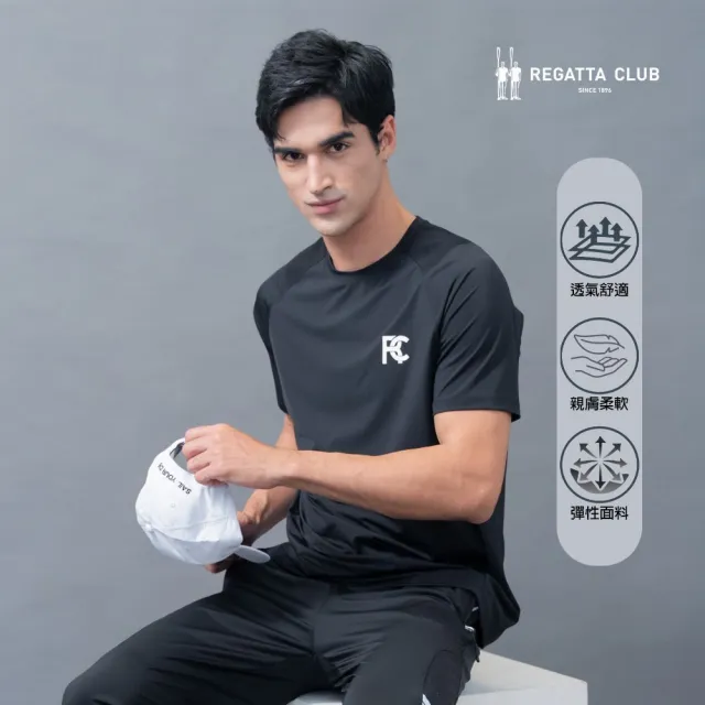 【Regatta Club】高彈網眼涼感機能運動圓領T恤(男/短袖上衣/吸濕排汗/運動慢跑/匹克球)