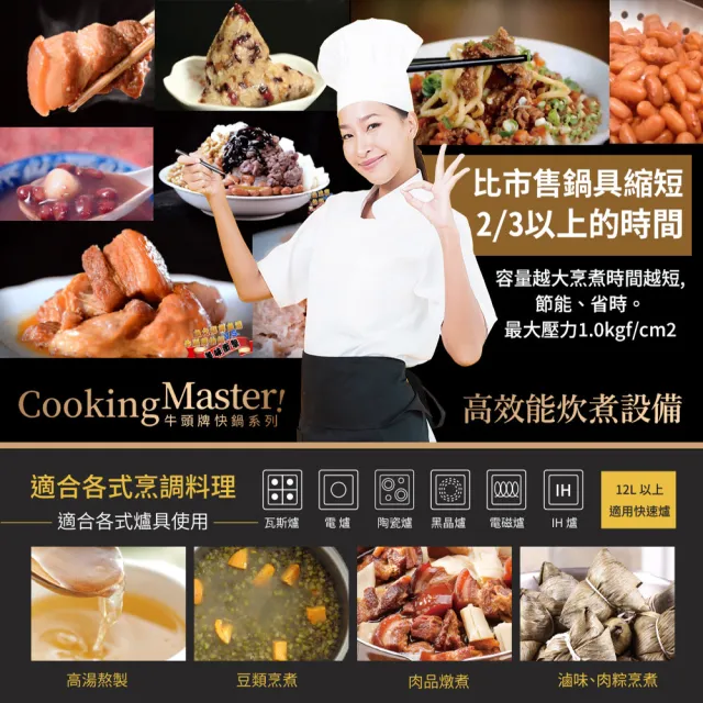 【Buffalo 牛頭牌】雅登快鍋6L(壓力鍋 304不鏽鋼 SGS檢測安全無毒 電磁爐 IH爐 營業用)